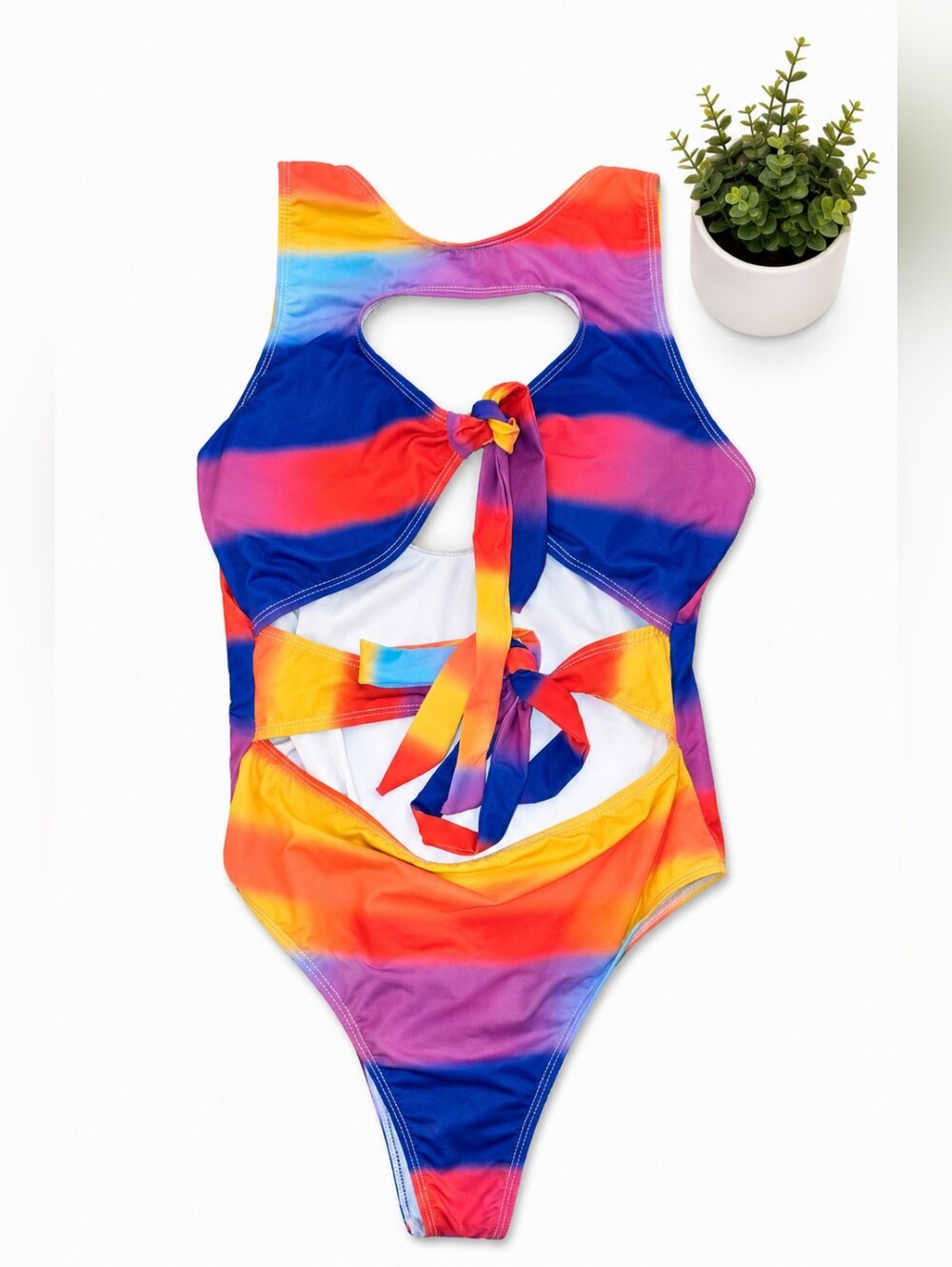 Rainbow Striped One-Piece Swimsuit